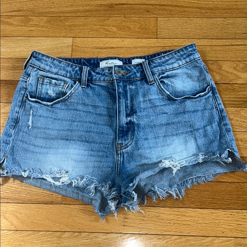 KanCan Blue Distressed Jean Cutoffs High-Waisted